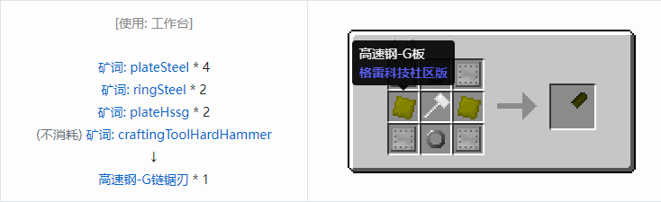 我的世界格雷科技社区版链锯刃合成表大全