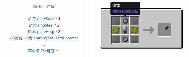 我的世界格雷科技社区版链锯刃合成表大全