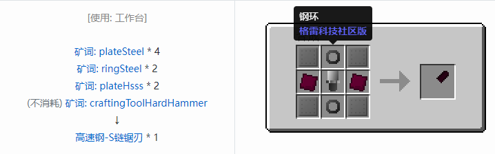 我的世界格雷科技社区版链锯刃合成表大全