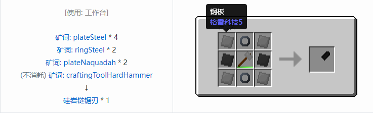 我的世界格雷科技社区版链锯刃合成表大全