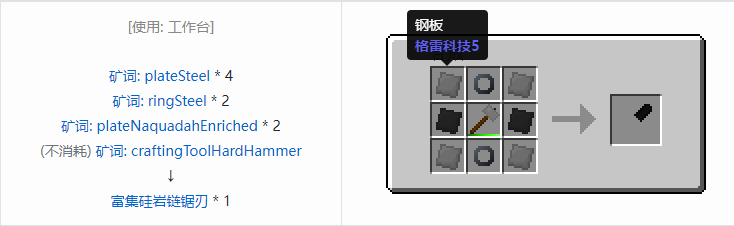 我的世界格雷科技社区版链锯刃合成表大全