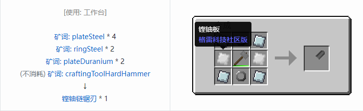 我的世界格雷科技社区版部件合成表大全