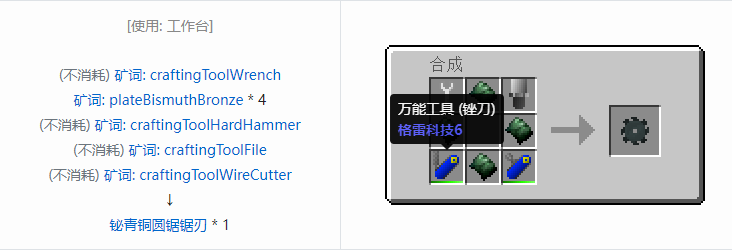 我的世界格雷科技社区版部件合成表大全