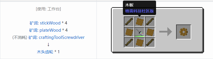 我的世界格雷科技社区版齿轮合成表大全