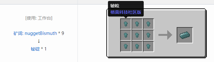 我的世界格雷科技社区版锭合成表大全