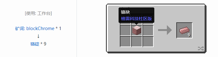 我的世界格雷科技社区版锭合成表大全