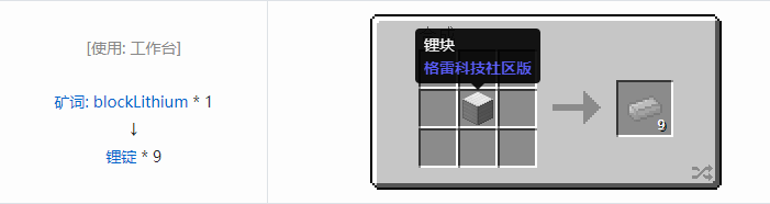 我的世界格雷科技社区版锭合成表大全