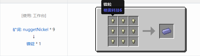 我的世界格雷科技社区版锭合成表大全