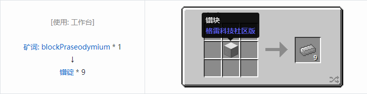 我的世界格雷科技社区版锭合成表大全