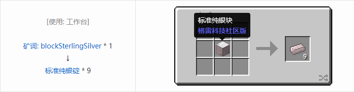 我的世界格雷科技社区版锭合成表大全