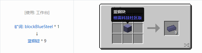 我的世界格雷科技社区版锭合成表大全