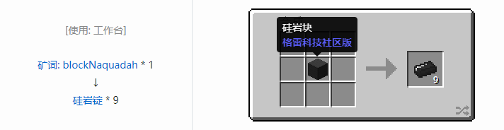 我的世界格雷科技社区版锭合成表大全