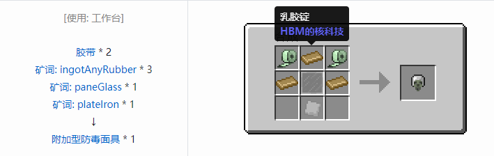 我的世界HBM的核科技模组护甲改装附件合成表大全