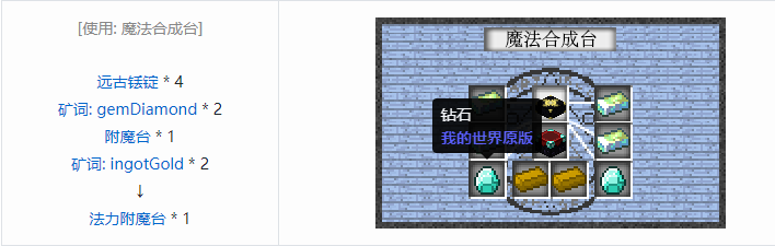 我的世界魔法金属设备怎么合成