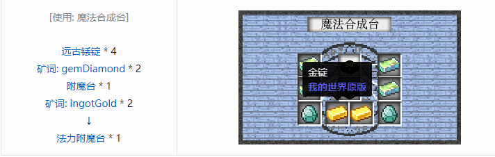 我的世界魔法金属设备怎么合成