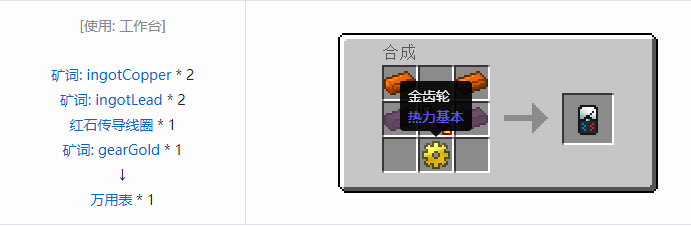 我的世界热力基本工具合成表大全2026
