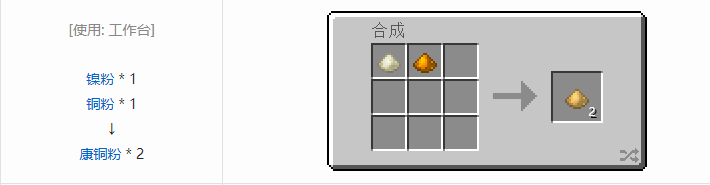 我的世界热力基本金属材料合成表大全2026