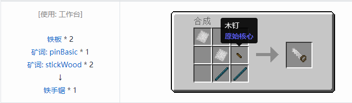 我的世界原始核心工具合成表大全2026