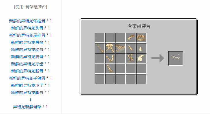 我的世界侏罗纪重生合成表大全2026
