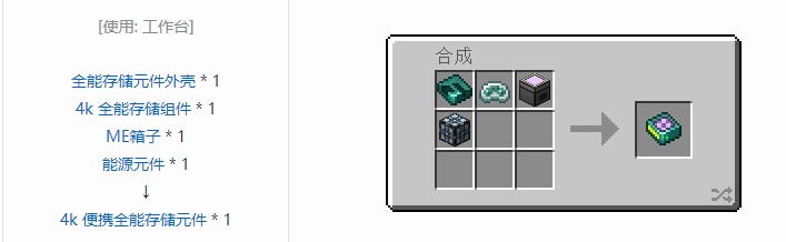 我的世界OMNI 存储元件合成表大全2026