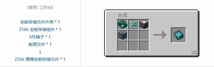 我的世界OMNI 存储元件合成表大全2026