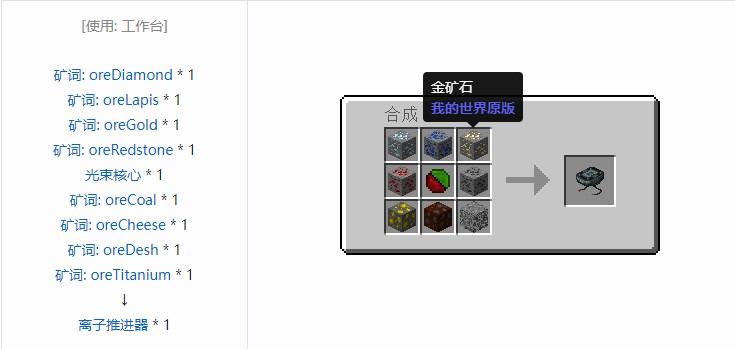 我的世界星系材料合成表大全