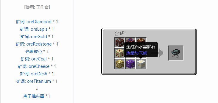 我的世界星系材料合成表大全