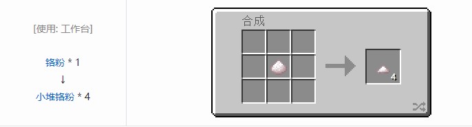 我的世界科技复兴小堆粉合成表大全