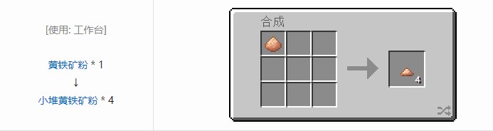 我的世界科技复兴小堆粉合成表大全