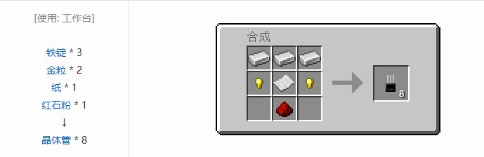 我的世界开放式电脑合成表大全