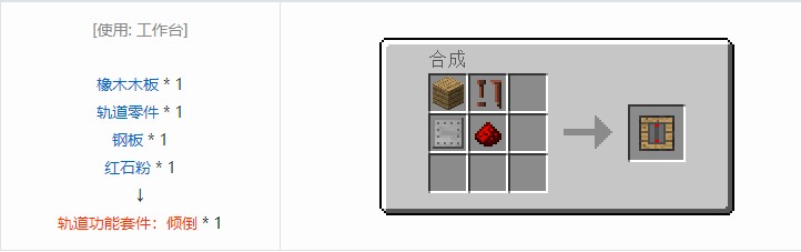 我的世界铁路模组轨道合成表大全