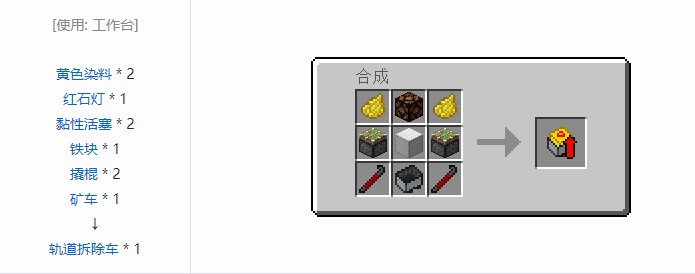 我的世界铁路模组轨道合成表大全