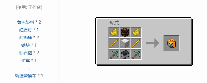 我的世界铁路模组轨道合成表大全