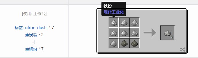 我的世界现代工业化粉合成表大全