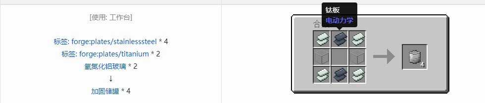 我的世界电动力学材料合成表大全