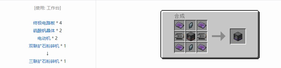 我的世界电动力学机器合成表大全