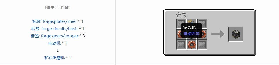 我的世界电动力学机器合成表大全