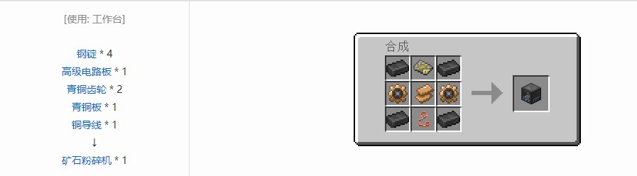 我的世界电动力学机器合成表大全