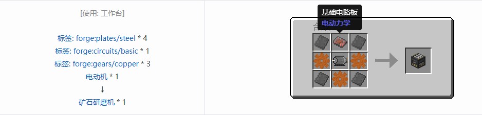 我的世界电动力学机器合成表大全