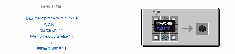 我的世界电动力学机器合成表大全