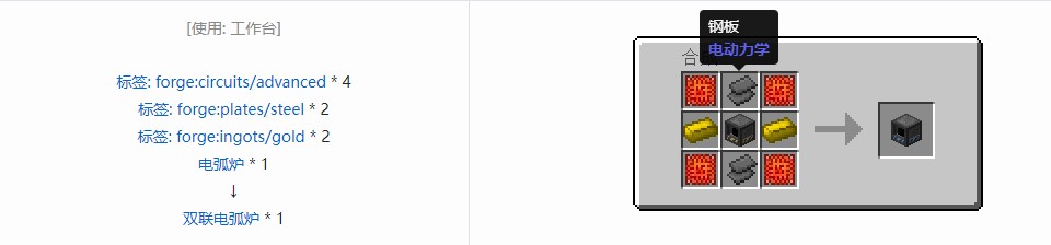 我的世界电动力学机器合成表大全