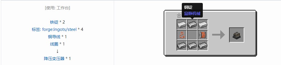 我的世界电动力学合成表大全