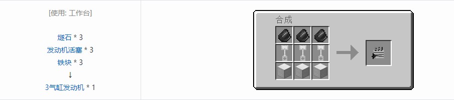 我的世界终极汽车材料合成表大全