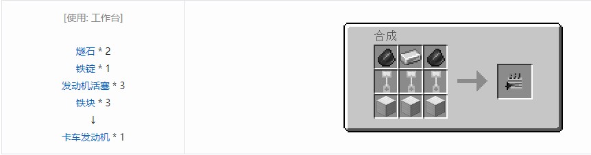 我的世界终极汽车材料合成表大全