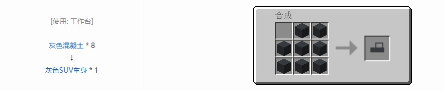 我的世界终极汽车材料合成表大全