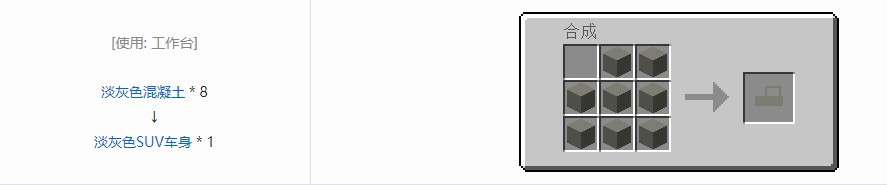 我的世界终极汽车材料合成表大全