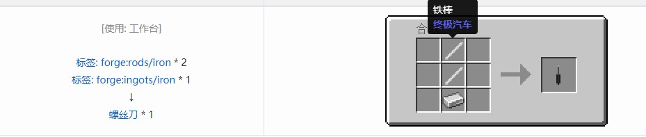 我的世界终极汽车合成表大全