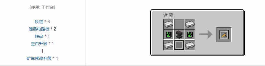我的世界史蒂夫矿车2合成表大全