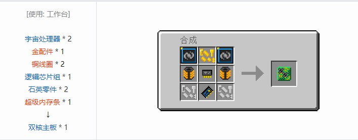 我的世界飞向未来材料合成表大全