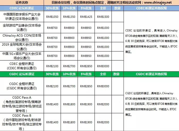 优惠期最后倒计时！2019ChinaJoyBTOB及同期会议证件购买优惠期即将正式截止！